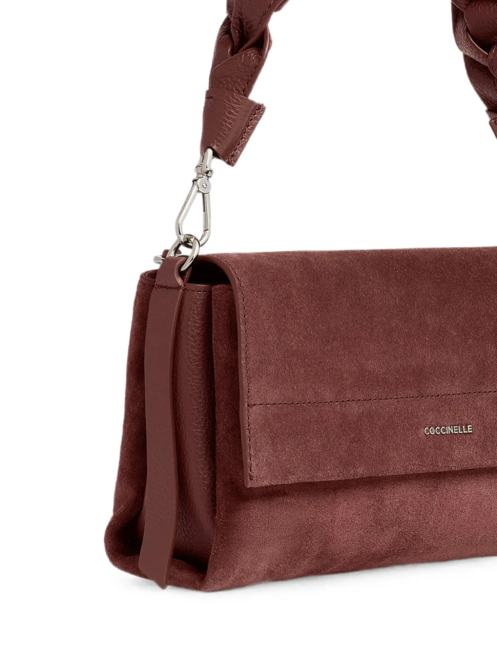 Coccinelle Boheme suède schoudertas met gevlochten bandje Rood