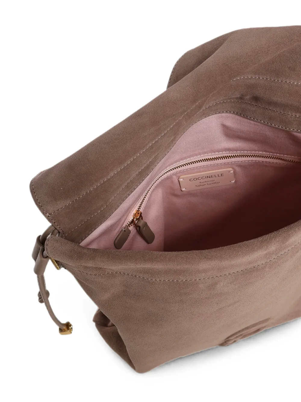 Coccinelle Schoudertas met logopatch Beige