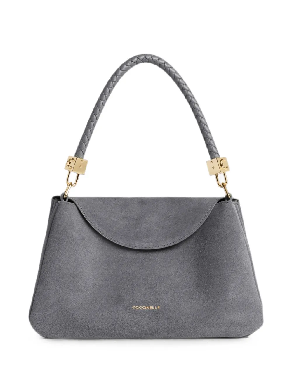 Coccinelle Kleine Tiggy suède shopper met gevlochten handvat Grijs