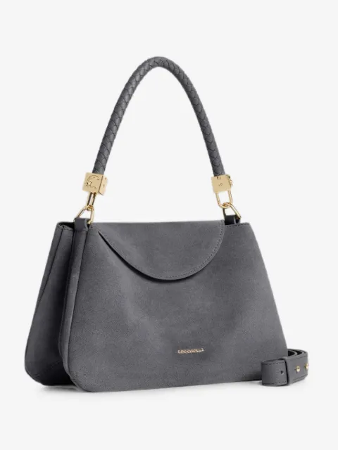Coccinelle small Tiggy braided-handle suede tote bag