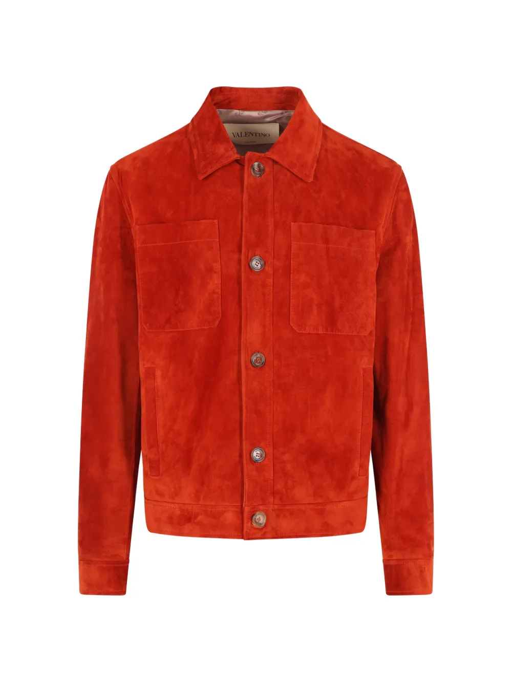 Valentino Garavani button-fastening suede jacket - Rosso