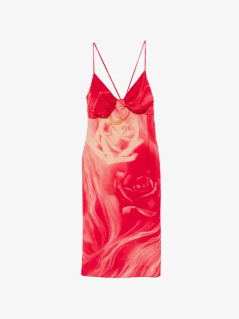 Roberto Cavalli Vintage robe midi à fines bretelles et fleurs imprimées (années 2000)