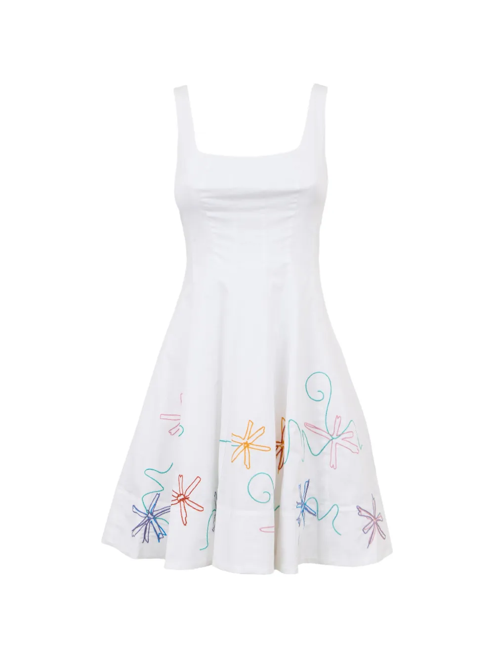 STAUD Wells embroidered mini dress - Bianco