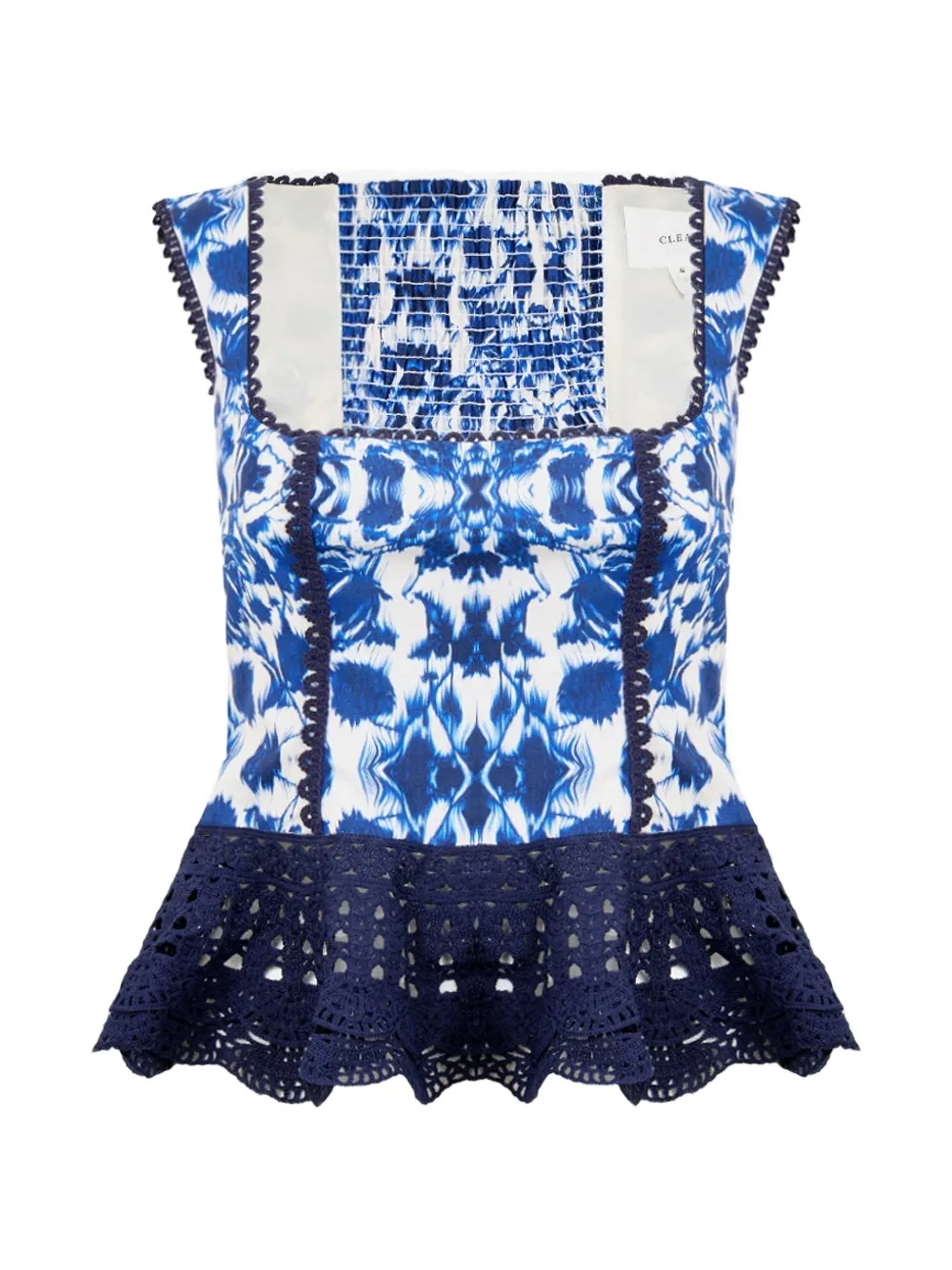 CLEA Giselle crochet-trim shirred top - White