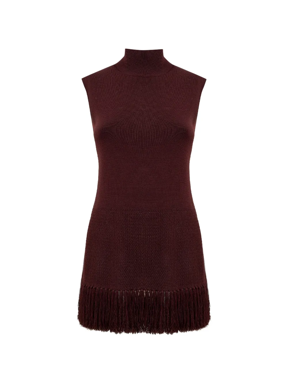 CLEA Tiama fringe-hem sleeveless knit top - Marrone