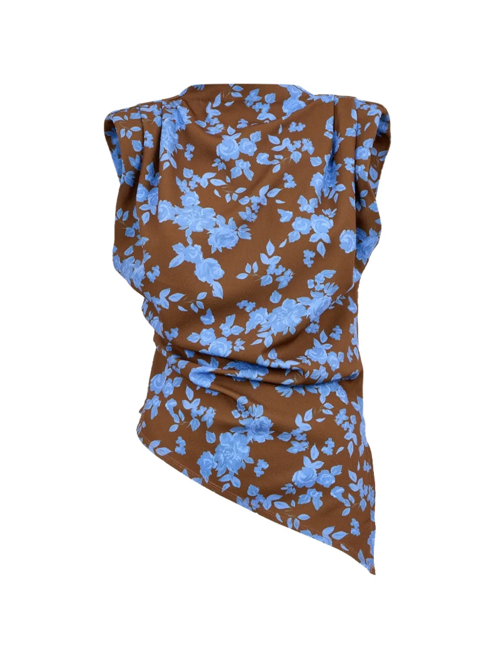 CLEA Alyssa floral-print asymmetric top - Brown