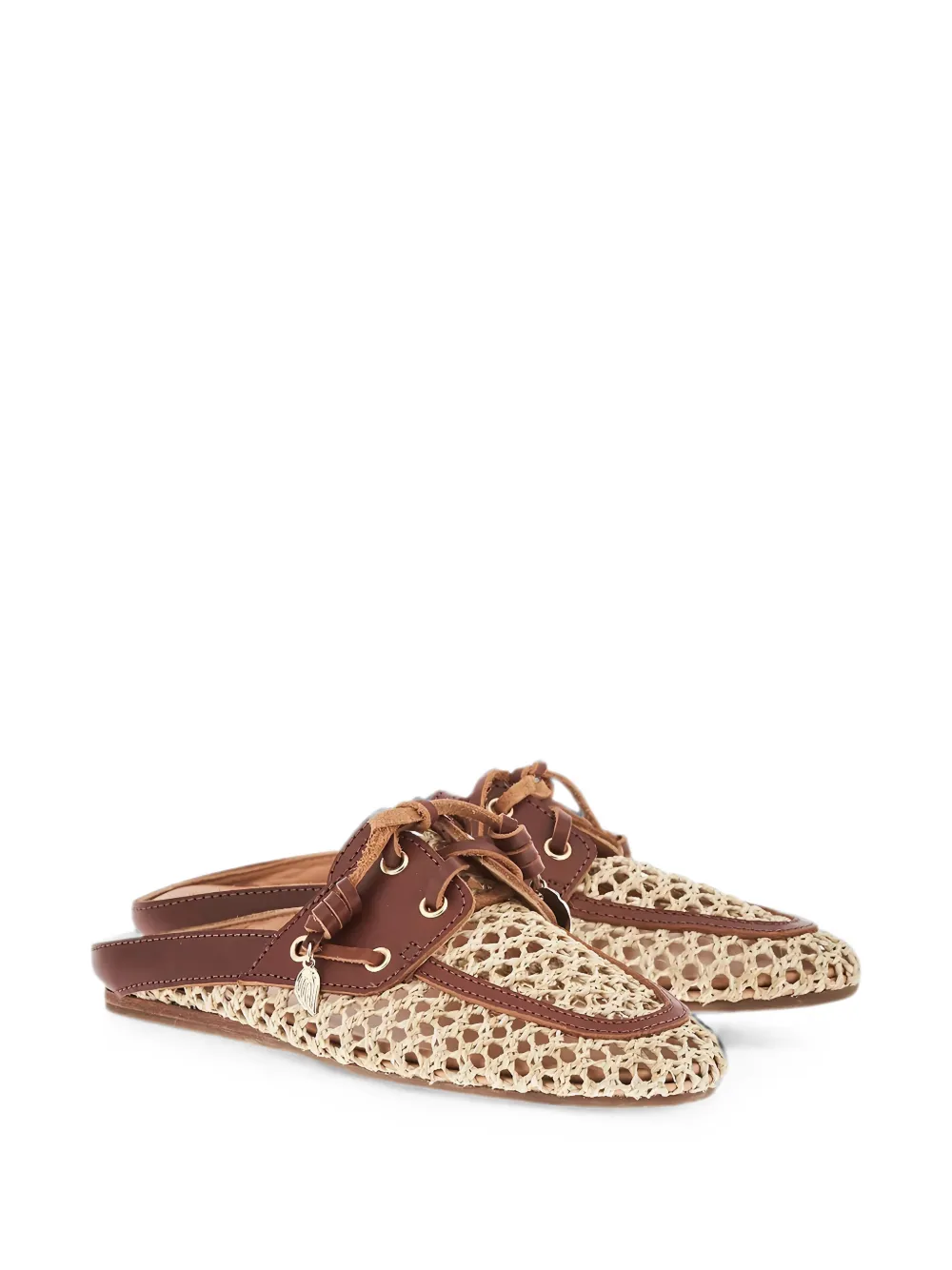 Ancient Greek Sandals Naveta interwoven lace-up mules Beige