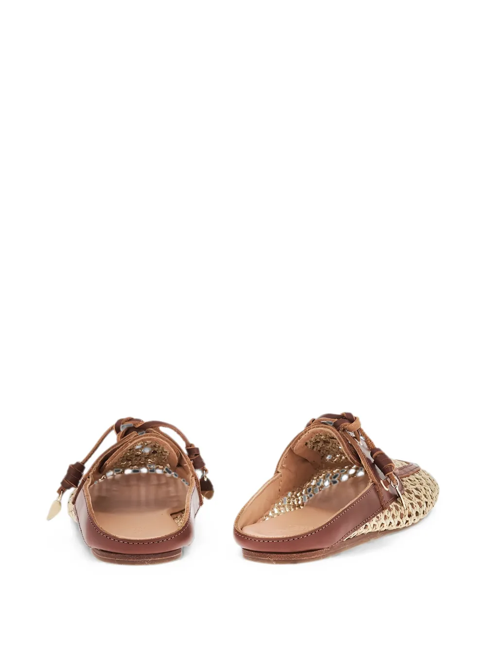 Ancient Greek Sandals Naveta interwoven lace-up mules Beige