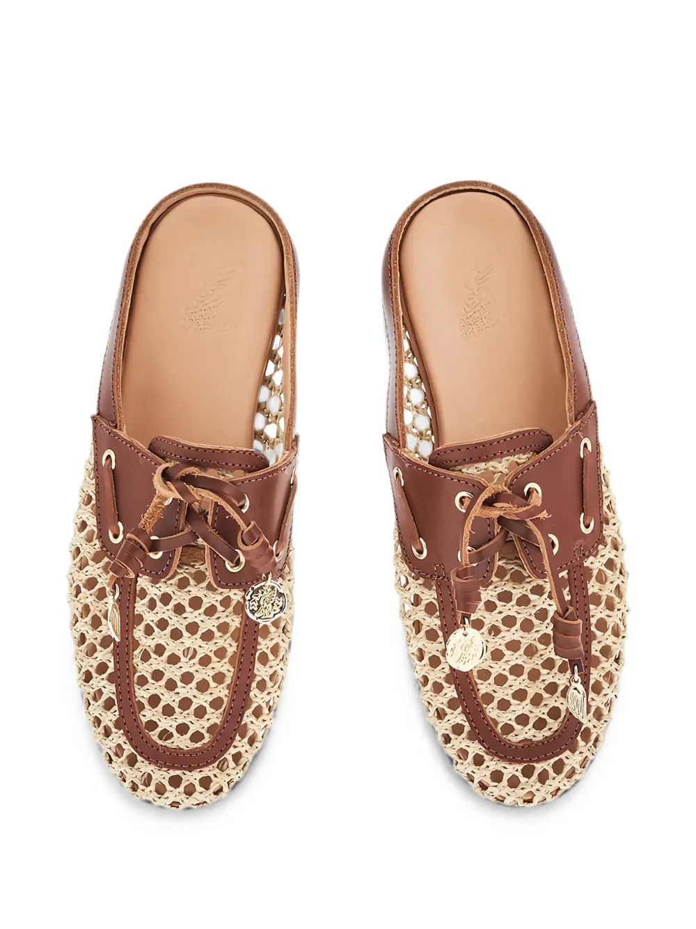 Ancient Greek Sandals Naveta interwoven lace-up mules Beige