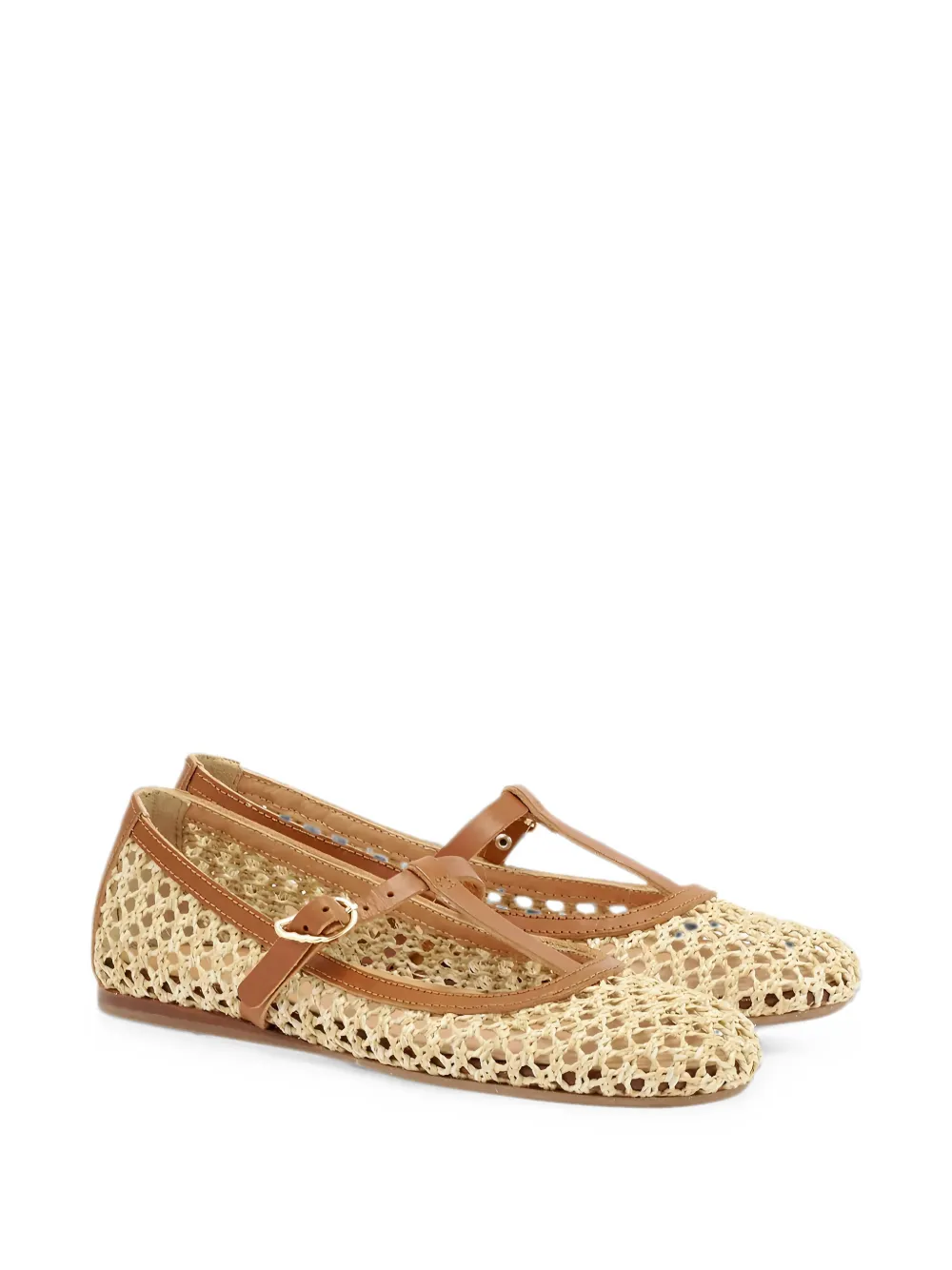 Ancient Greek Sandals Aerati woven T-bar ballet flats Beige