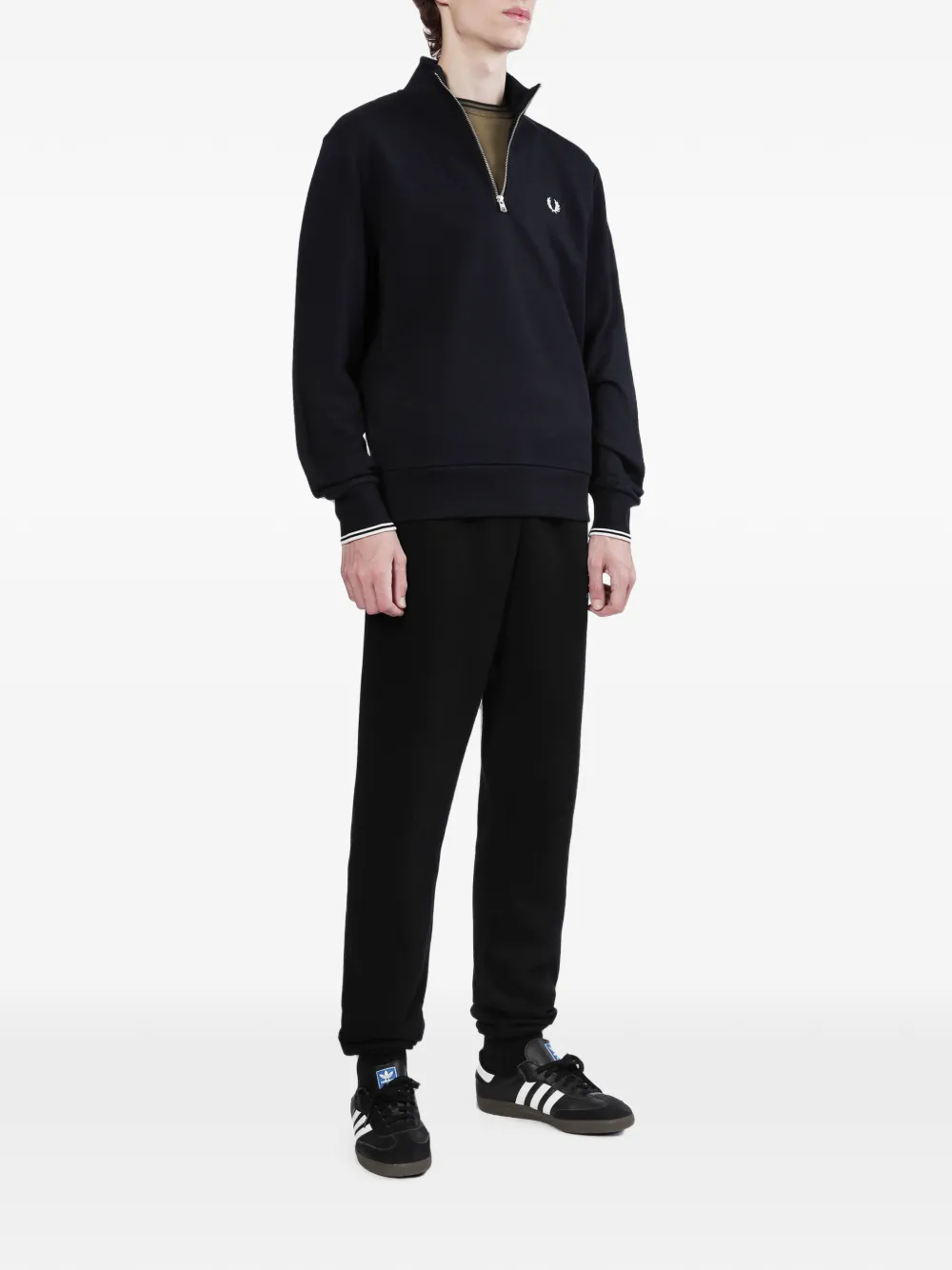Fred Perry Sweater met geborduurd logo Zwart