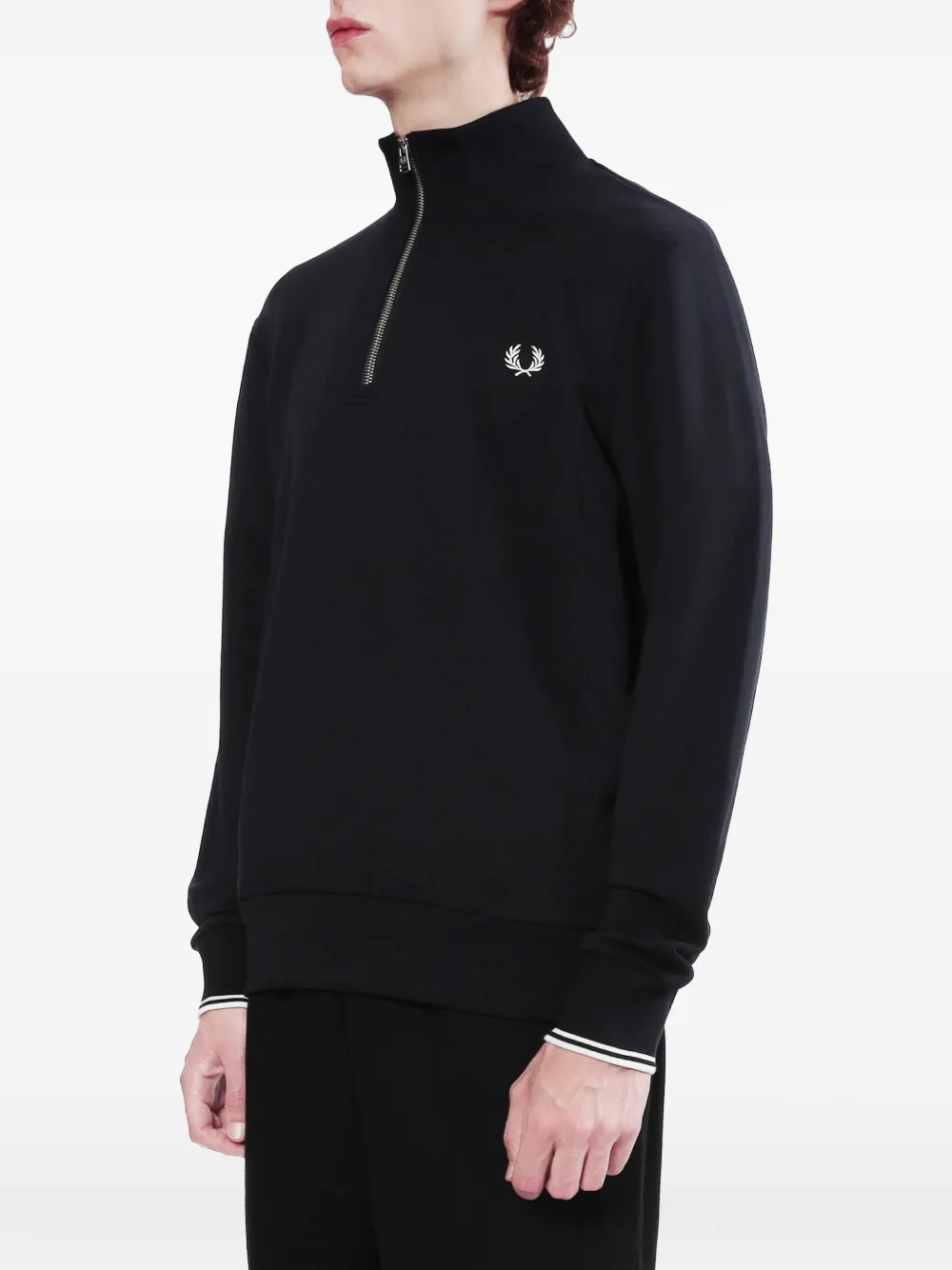 Fred Perry Sweater met geborduurd logo Zwart