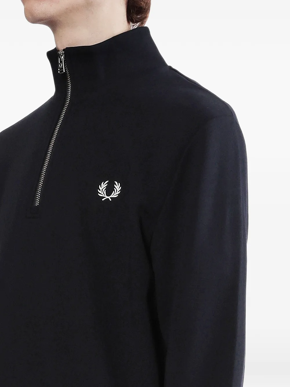 Fred Perry Sweater met geborduurd logo Zwart