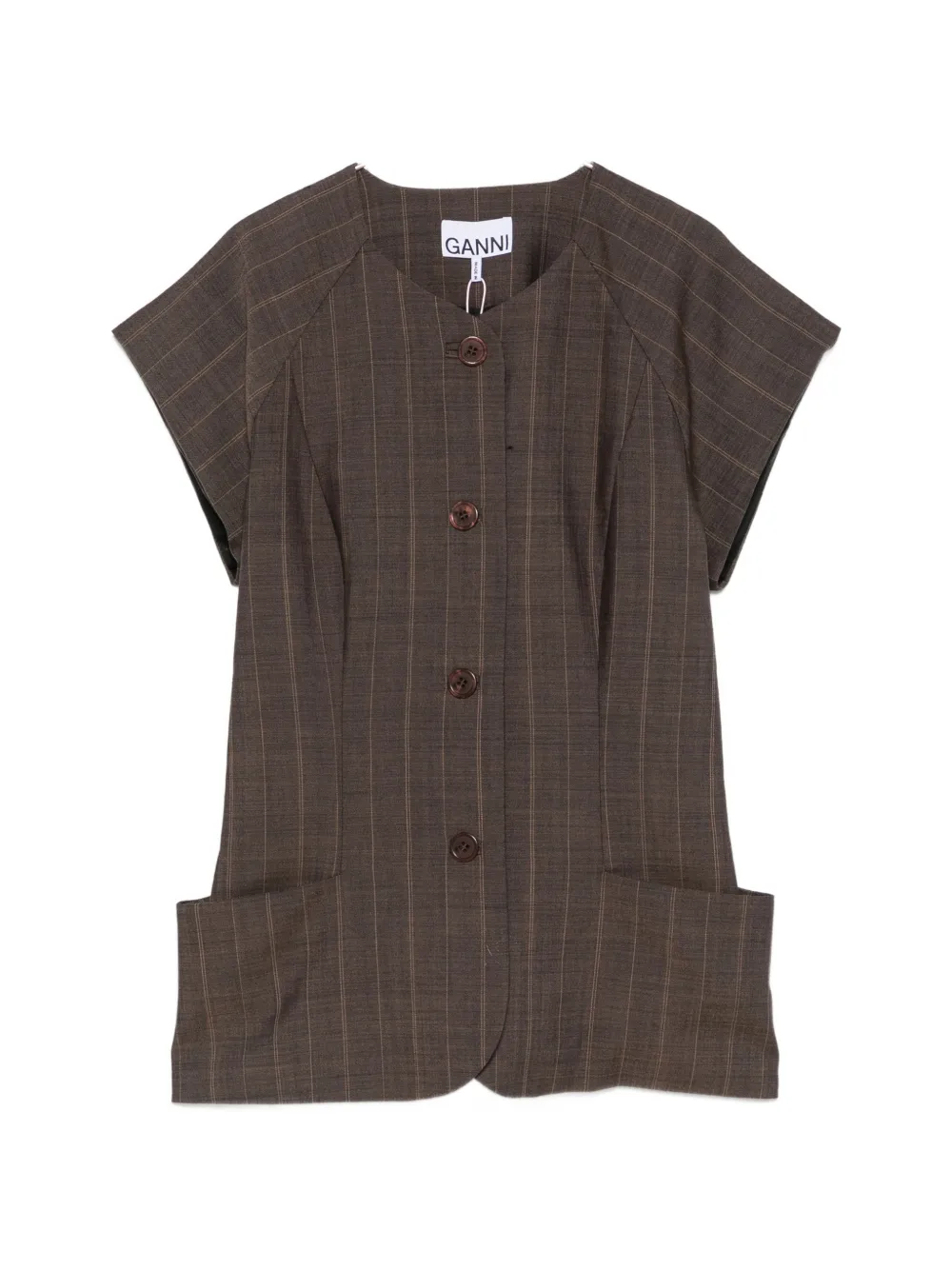 Ganni Pinstripe Vest In Multi