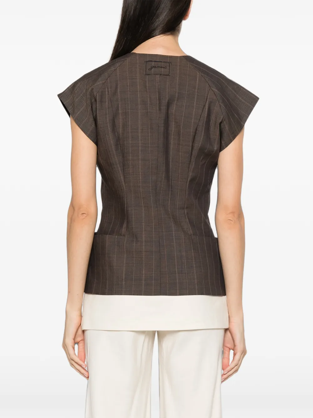 GANNI pinstripe vest Bruin