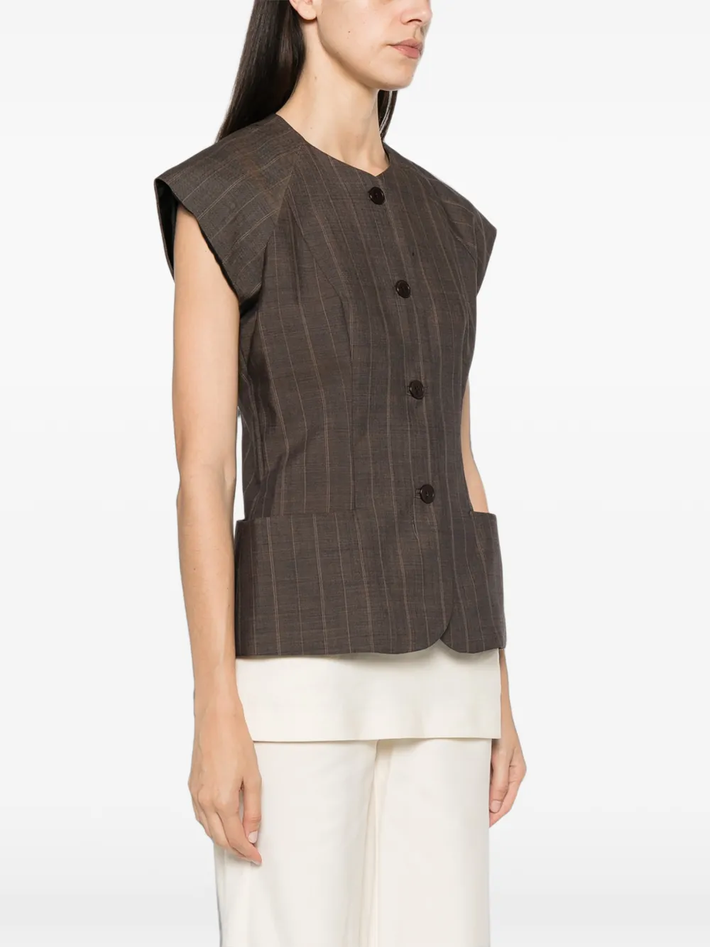 GANNI pinstripe vest Bruin