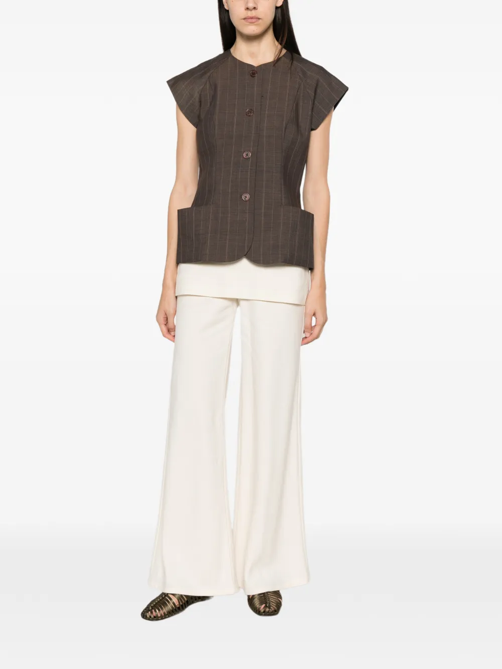 GANNI pinstripe vest Bruin
