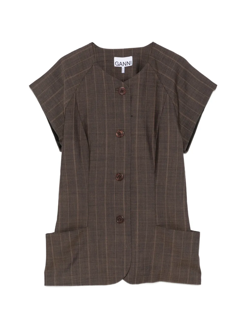GANNI pinstripe vest - Marrone