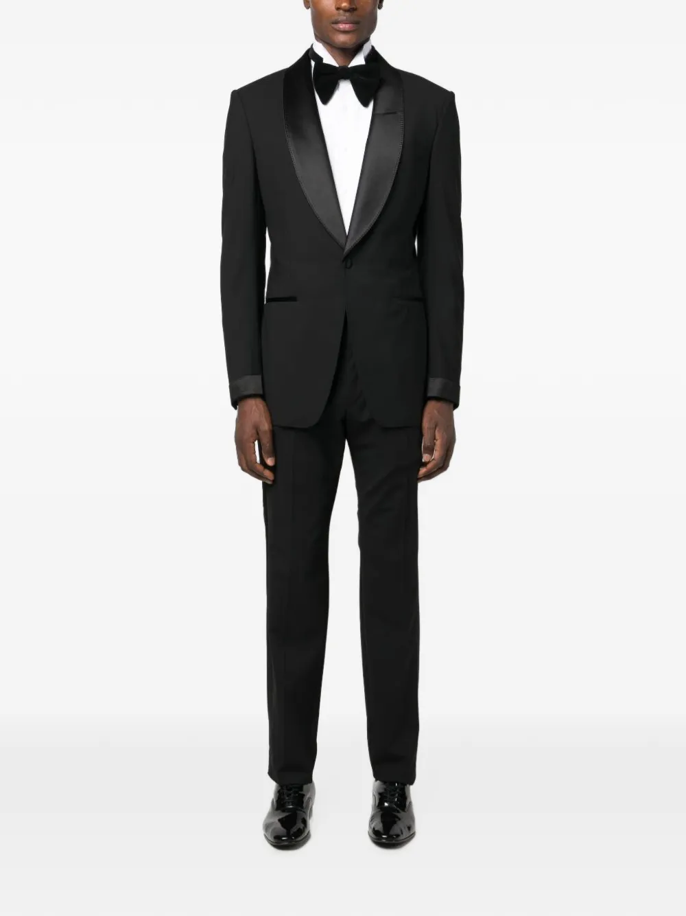 TOM FORD Geplooid overhemd met plastron en kartonnen kraag Wit