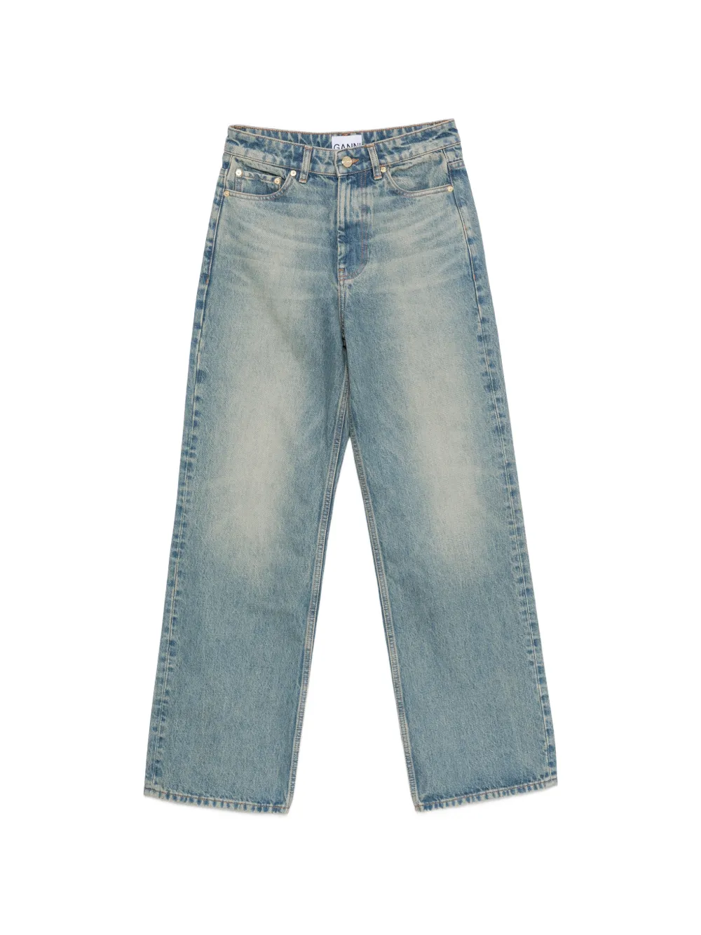 GANNI Ausgeblichene Wide-Leg-Jeans - Blau