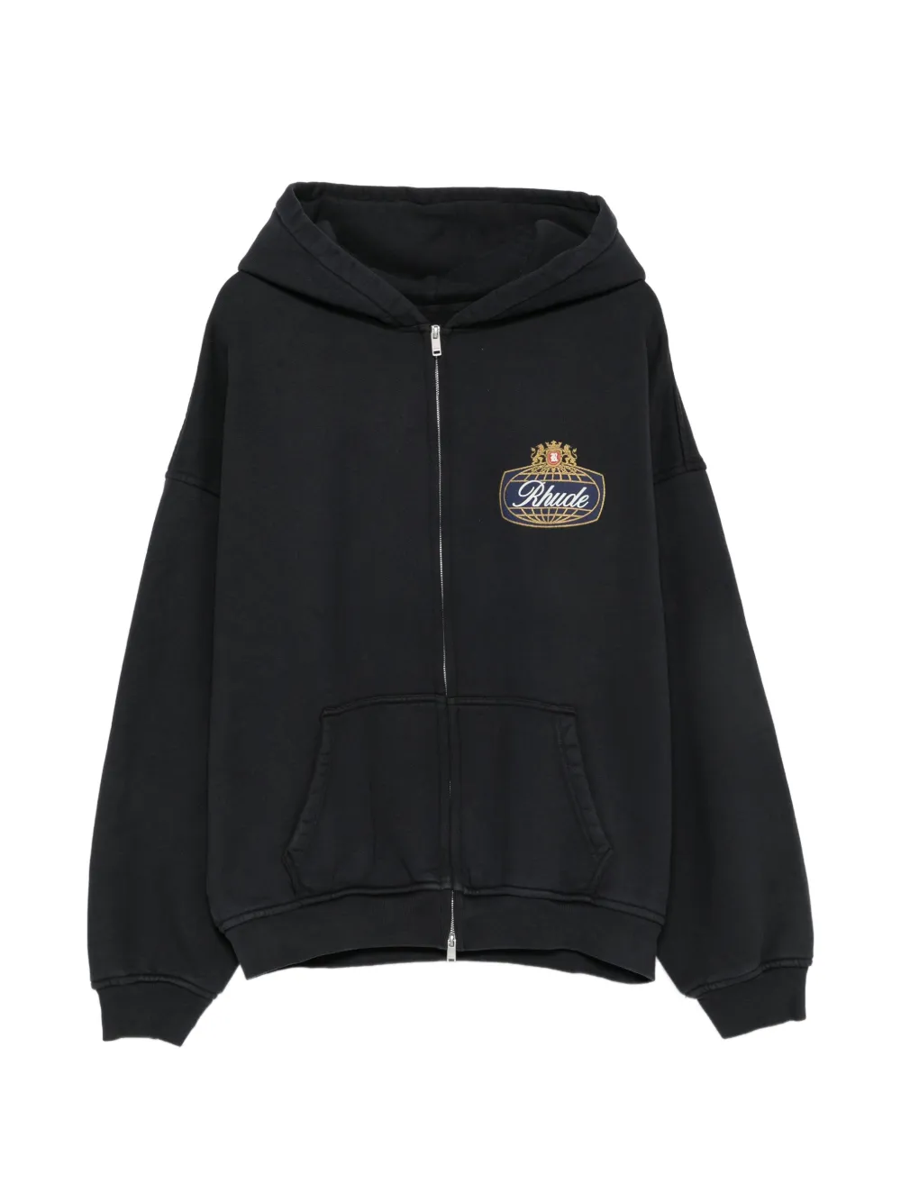 RHUDE logo-print zip-up hoodie - Nero