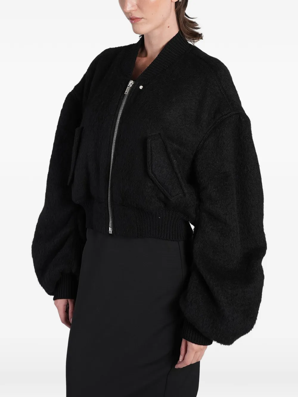 Rick Owens Cropped oversized bomberjack Zwart
