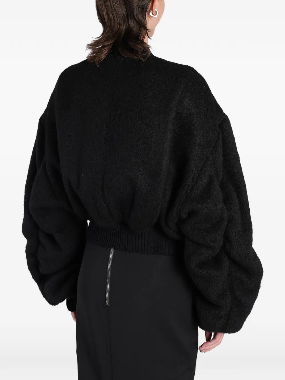 Rick Owens Cropped oversized bomberjack Zwart