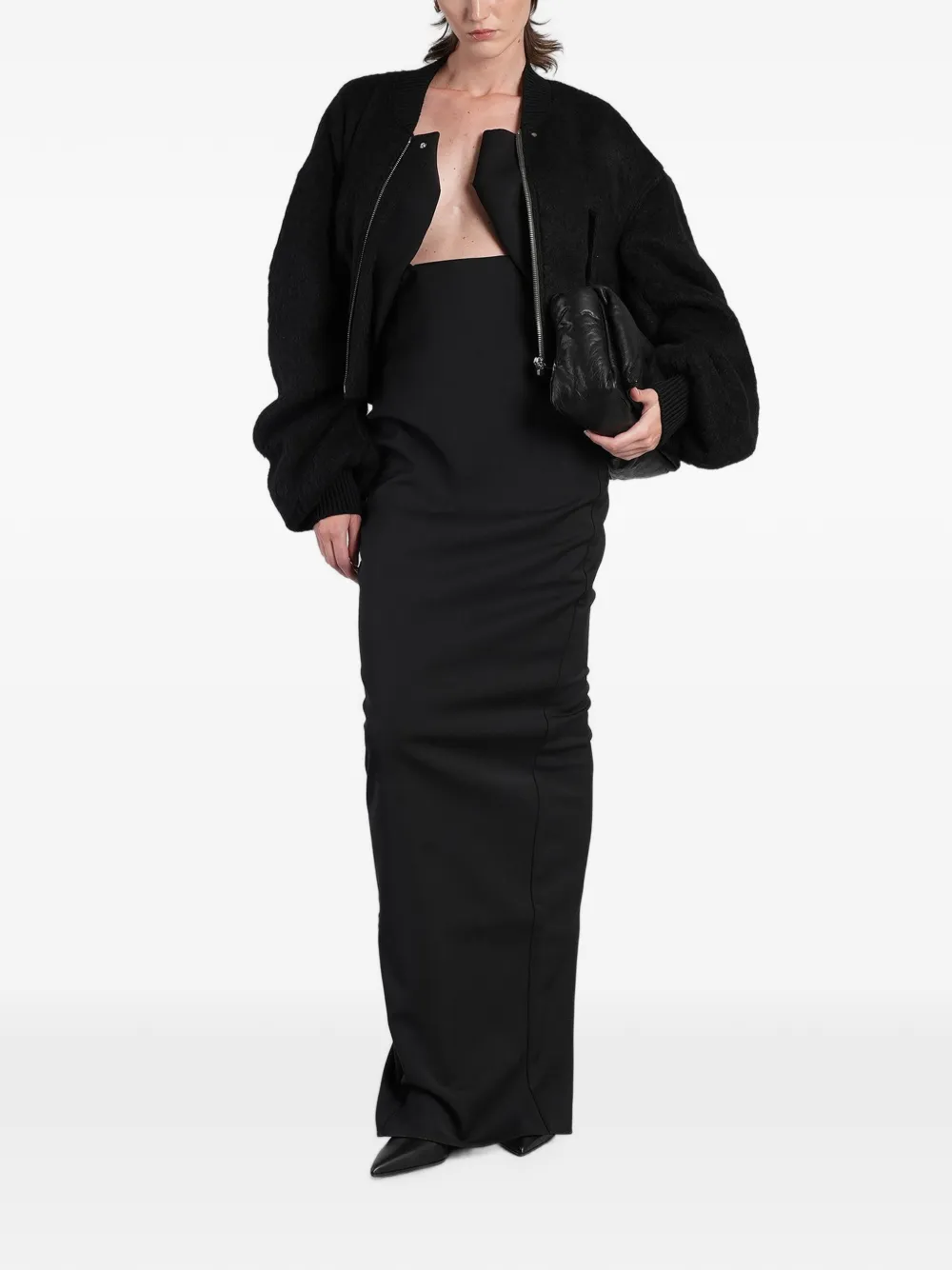 Rick Owens Cropped oversized bomberjack Zwart