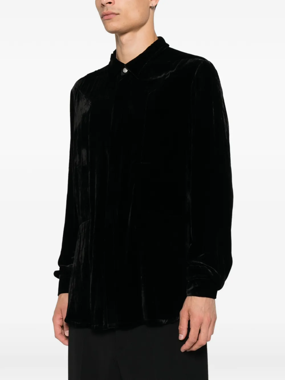 Rick Owens Fluwelen overhemd Zwart