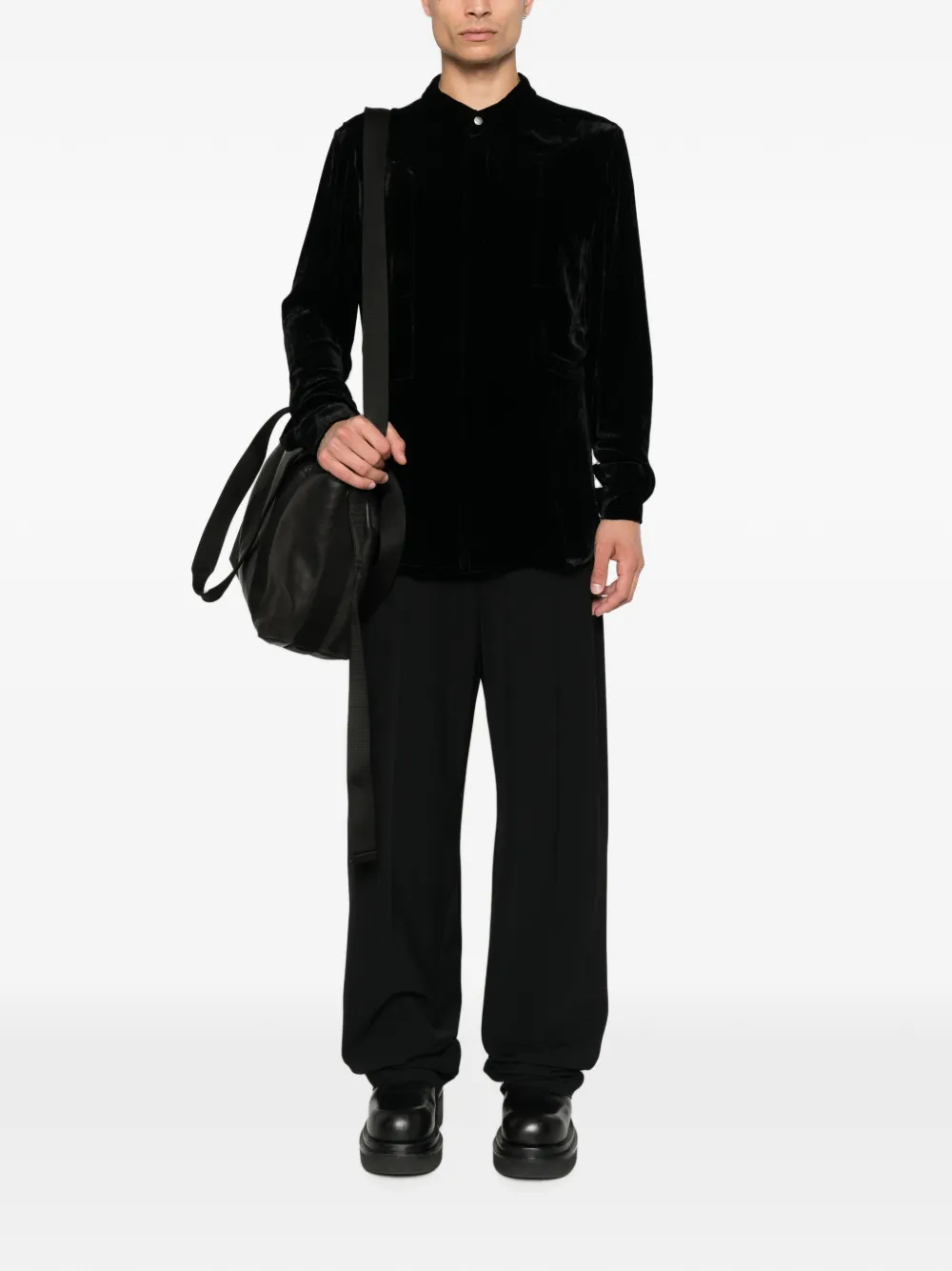 Rick Owens Fluwelen overhemd Zwart