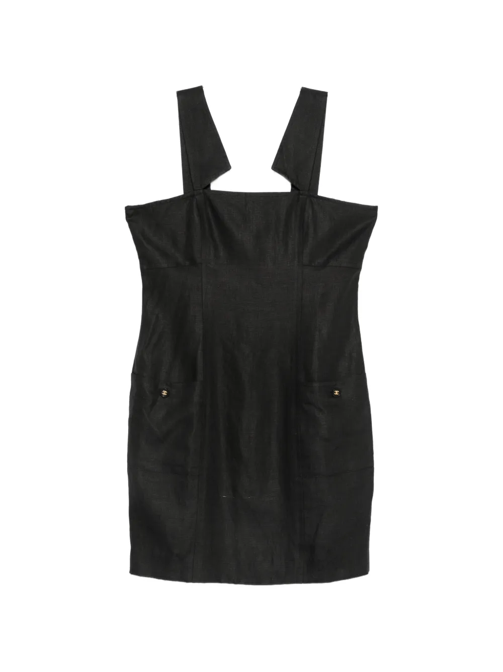 CHANEL Pre-Owned 1990s logo-button mini dress - Nero