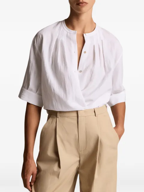 Vince blusa con pliegues de manga corta