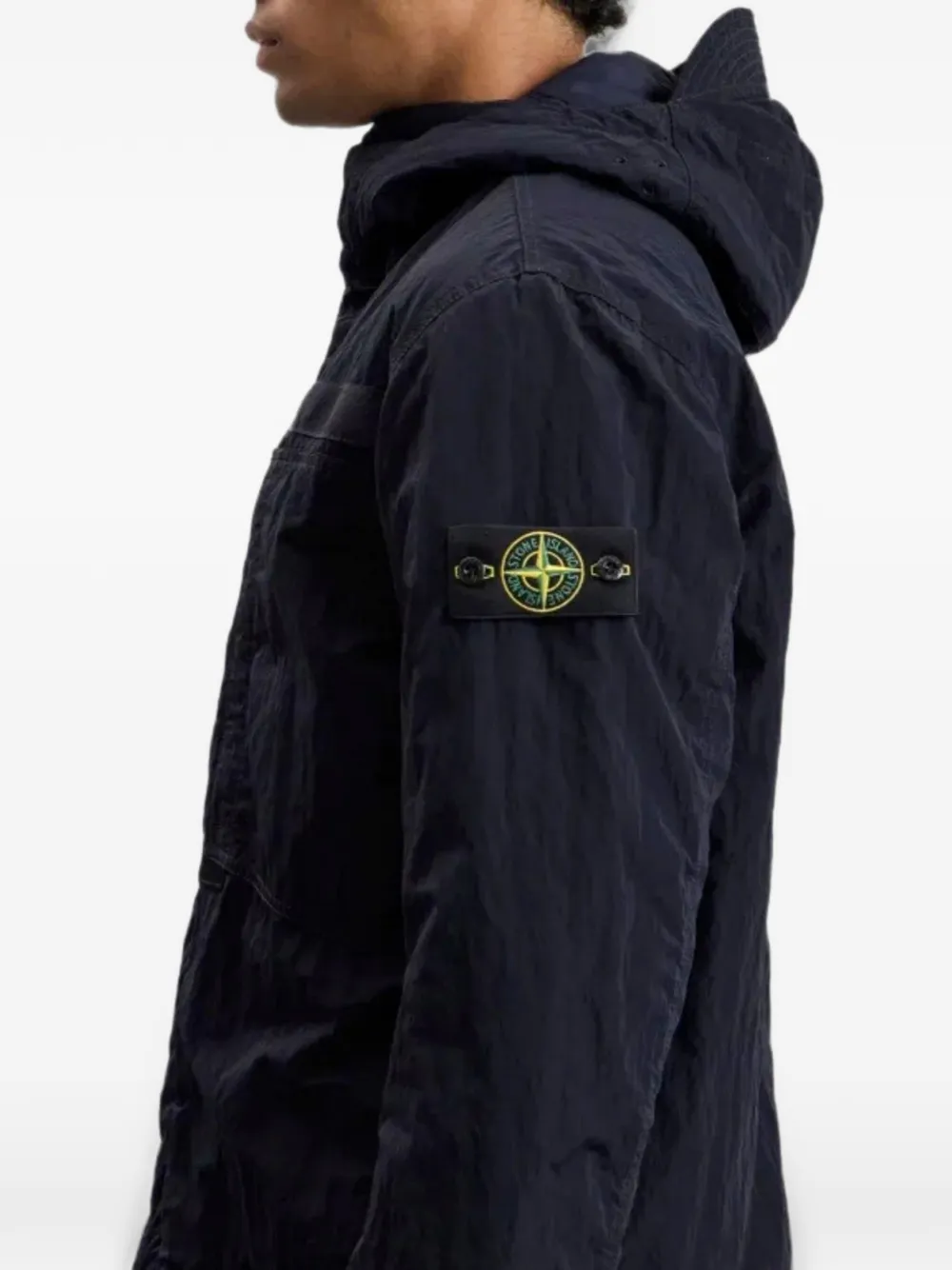 Stone Island Jack met capuchon en logopatch Blauw