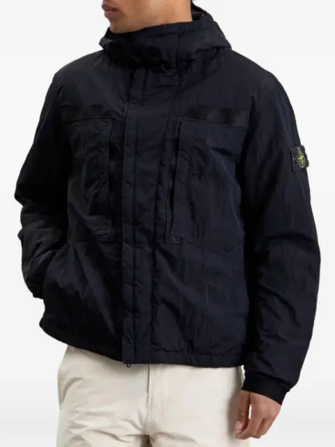 Stone Island hooded logo-patch jacket