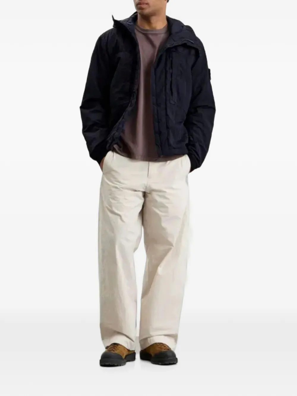 Stone Island Jack met capuchon en logopatch Blauw