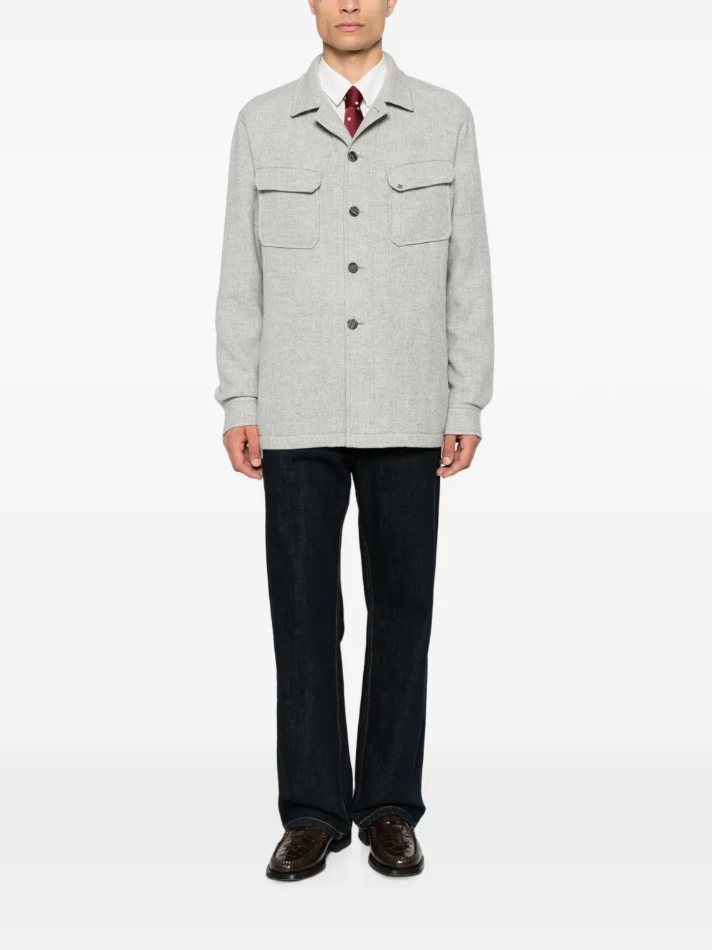 Tagliatore Button-up shirtjack Grijs