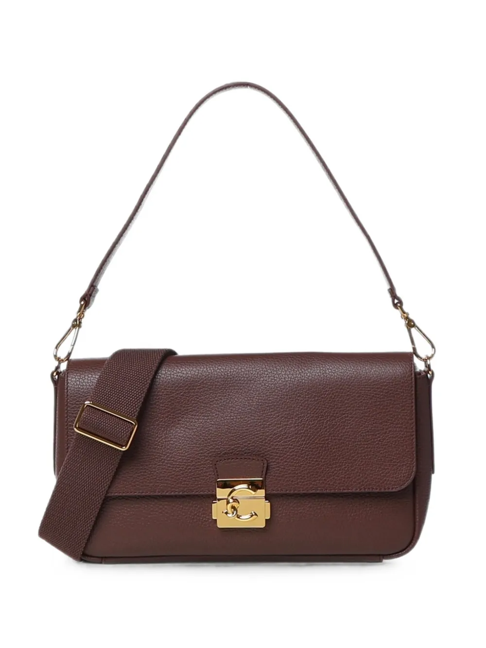 Coccinelle Pebbled-leather Shoulder Bag In Brown
