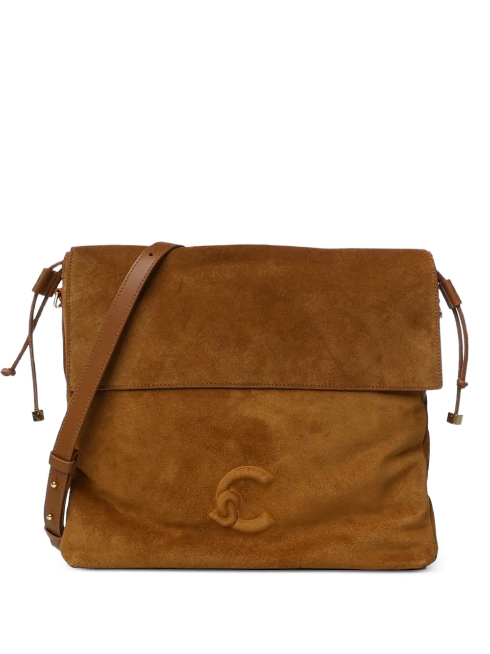 Coccinelle logo-patch suede shoulder bag - Marrone