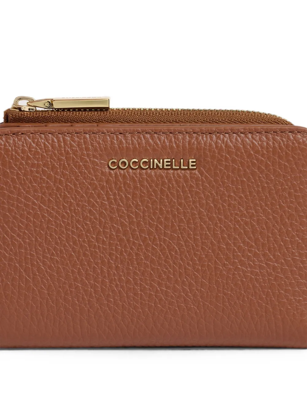 Coccinelle Metallic Soft leren portemonnee met textuur Bruin