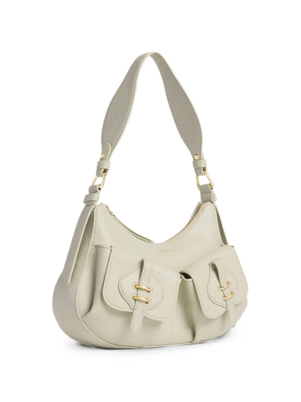 Coccinelle Kleine Mavery schoudertas met zak-detail Beige