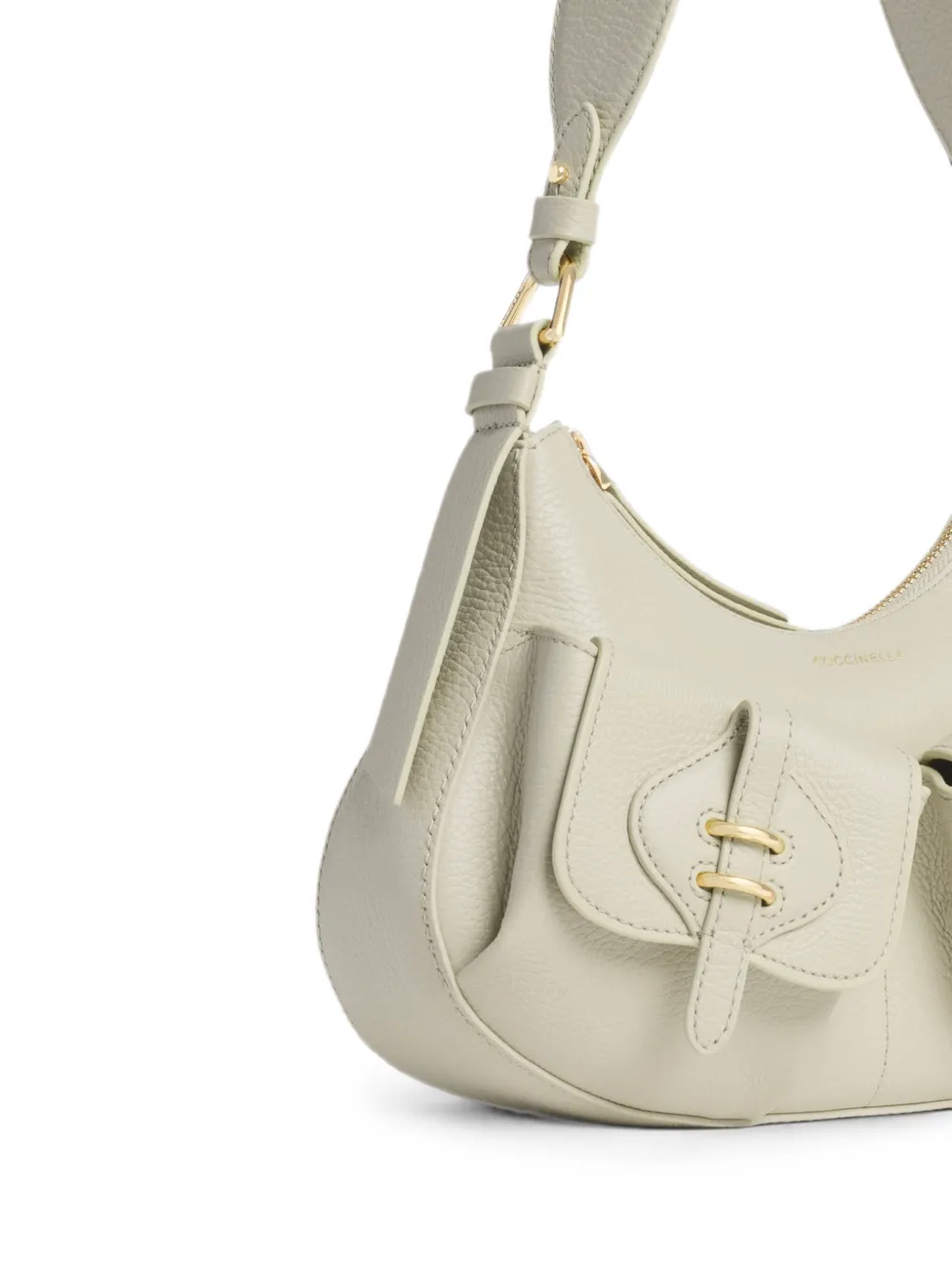 Coccinelle Kleine Mavery schoudertas met zak-detail Beige