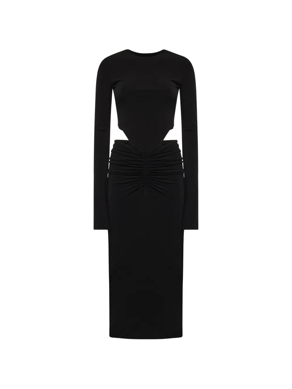 THE ANDAMANE Heloise cut-out ruched midi dress - Nero