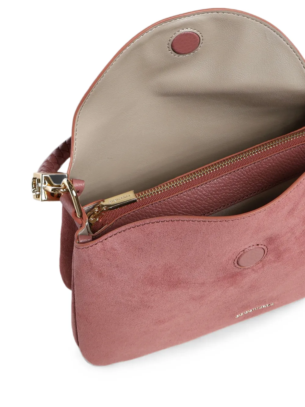 Coccinelle Tiggy suède shopper met gevlochten handvat Roze