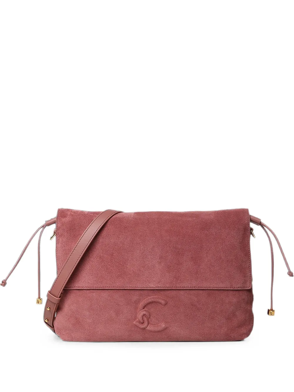 Coccinelle small Lidia logo-embossed suede clutch bag - Rosa