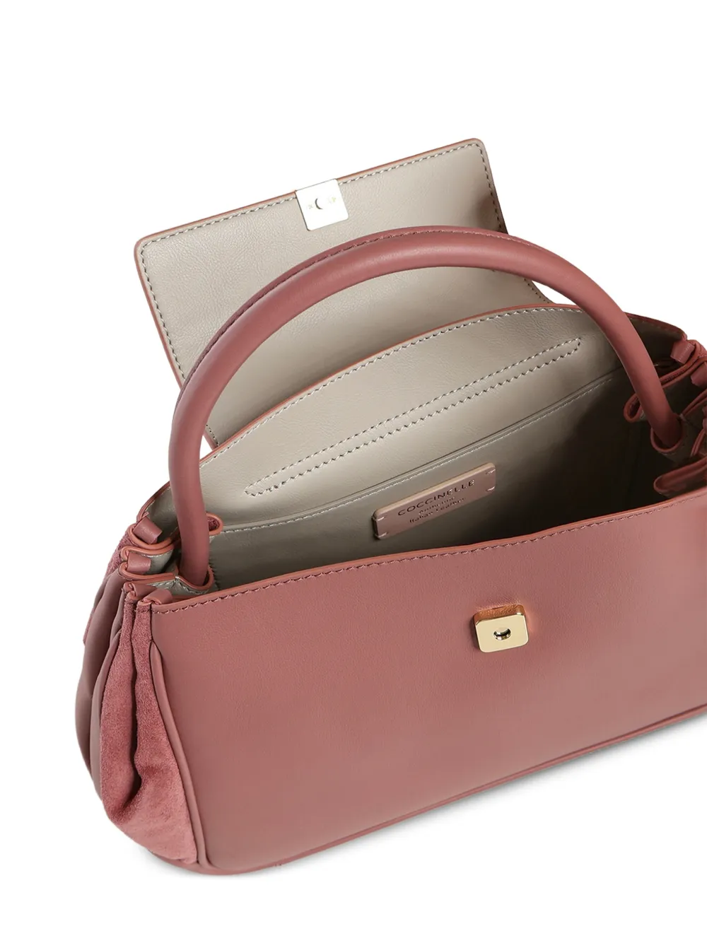 Coccinelle Leren shopper met suède vlakken Roze