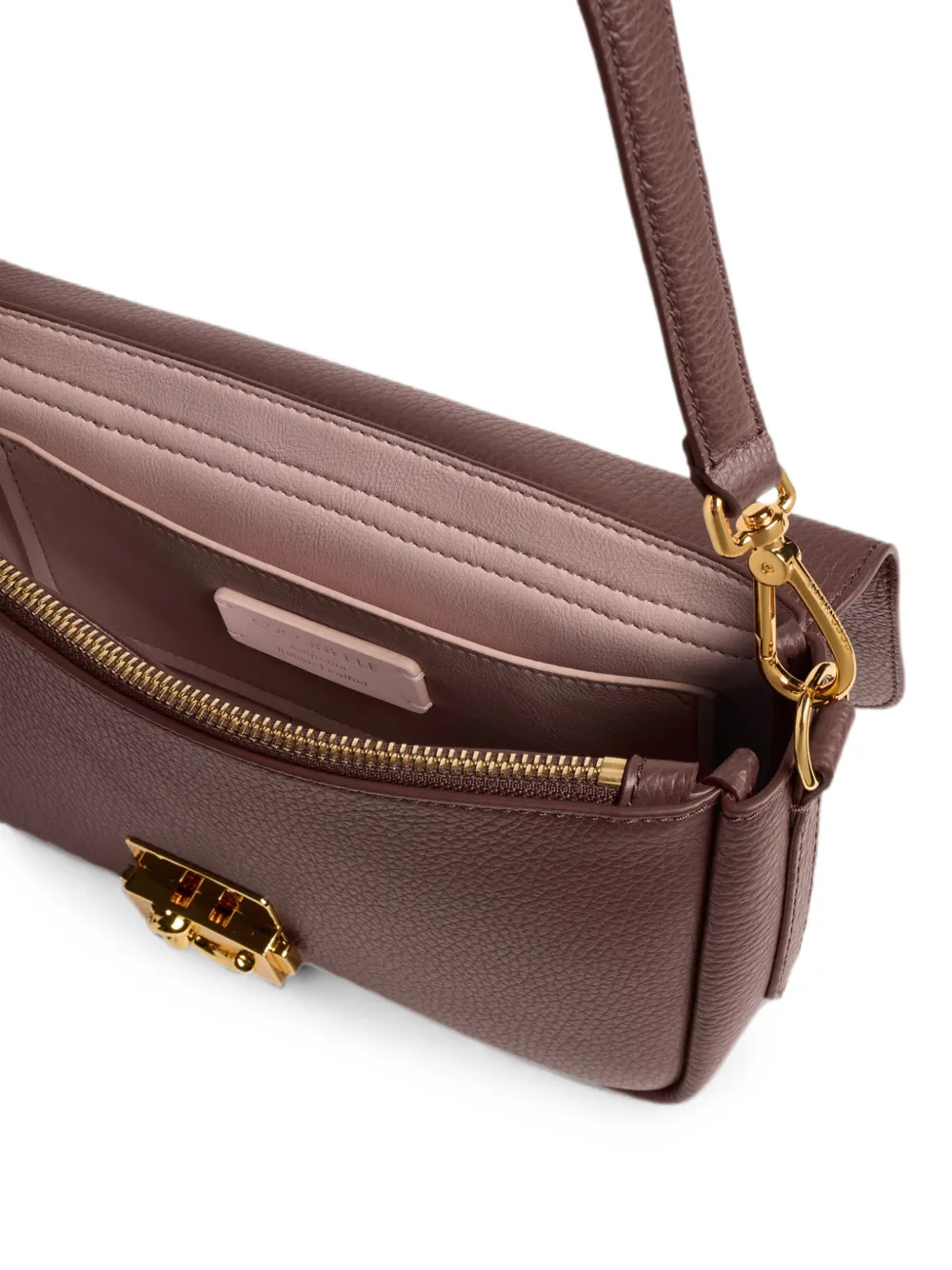 Coccinelle Medium C-Me Lock bewerkte schoudertas met logoplakkaat Bruin