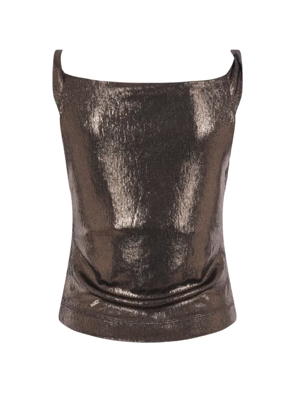 Vivienne Westwood Draped Metallic-effect Top in Brown