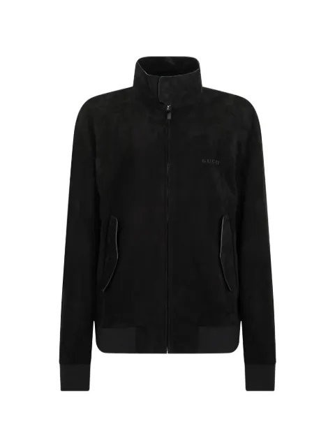 Gucci logo-embroidered leather jacket