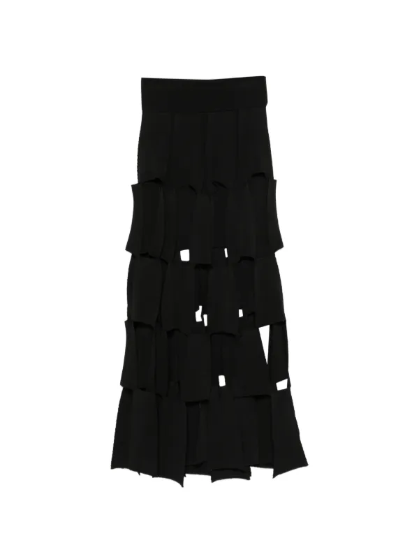 A.W.A.K.E. Mode Laser-cut Knitted Maxi Skirt in Black