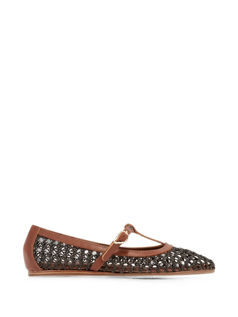 Ancient Greek Sandals Gewebte Aerati Ballerinas mit T-Riemen - Braun